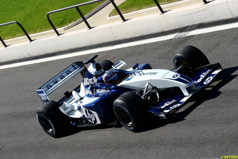 Juan Pablo Montoya, Williams, during testing at the Paul Ricard circuit in Le Castellet, France. 23rd May, 2003.