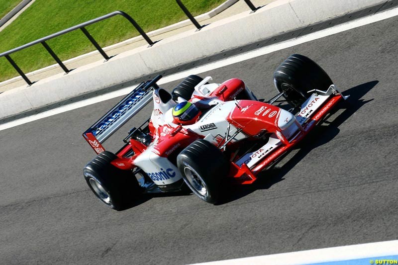 Ricardo Zonta, Toyota, during testing at the Paul Ricard circuit in Le Castellet, France. 23rd May, 2003.