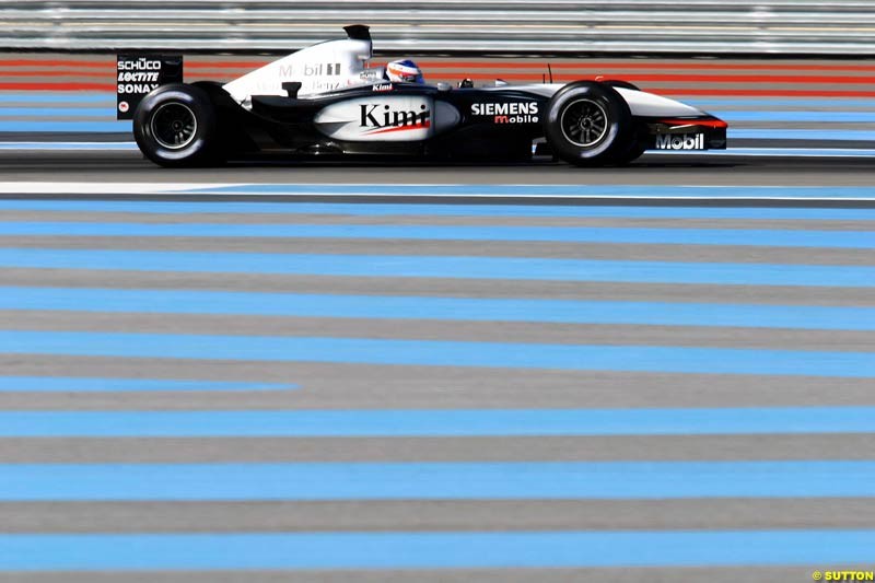 Kimi Raikkonen, McLaren, during testing at the Paul Ricard circuit in Le Castellet, France. 22nd May, 2003.