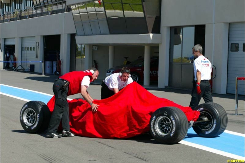 A Toyota during testing at the Paul Ricard circuit in Le Castellet, France. 22nd May, 2003.