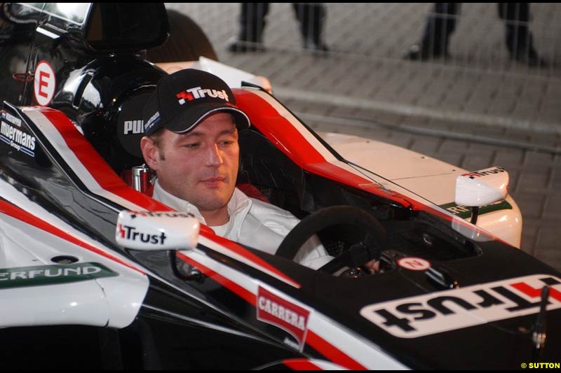 The Minardi team unveil their new livery, with Dutch company Trust as their new main sponsors. Dordrecht, the Netherlands. 22nd May, 2003.