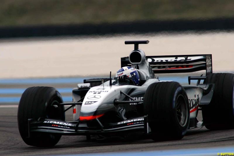 David Coulthard, McLaren. Testing at Paul Ricard, France. May 7th 2003.