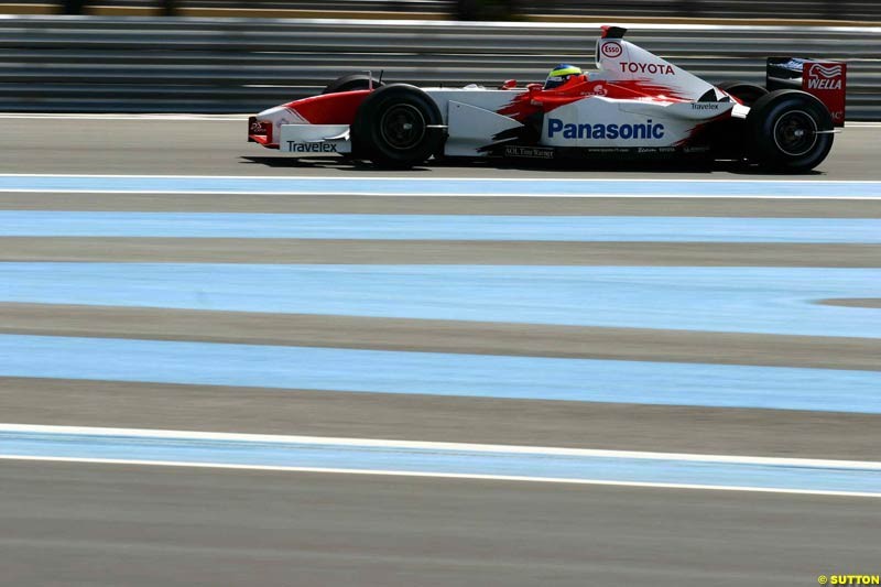 Ricardo Zonta, Toyota. Testing at Paul Ricard, France. May 6th 2003.