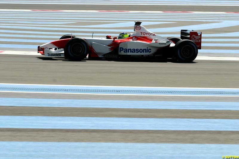 Ricardo Zonta, Toyota. Testing at Paul Ricard, France. May 6th 2003.