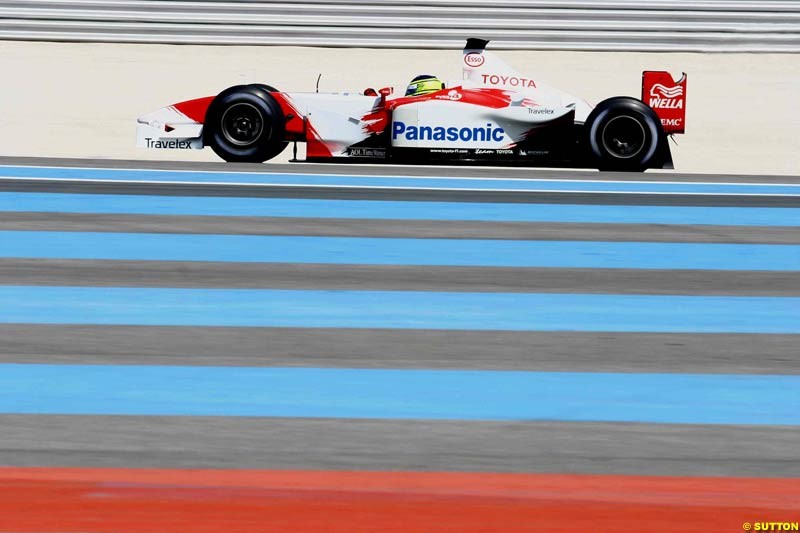 Ricardo Zonta, Toyota. Testing at Paul Ricard, France. May 6th 2003.