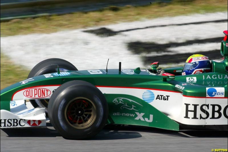 Mark Webber, Jaguar, during qualifying for the Austrian Grand Prix. A1-Ring, Spielberg, Austria. May 17th 2003.