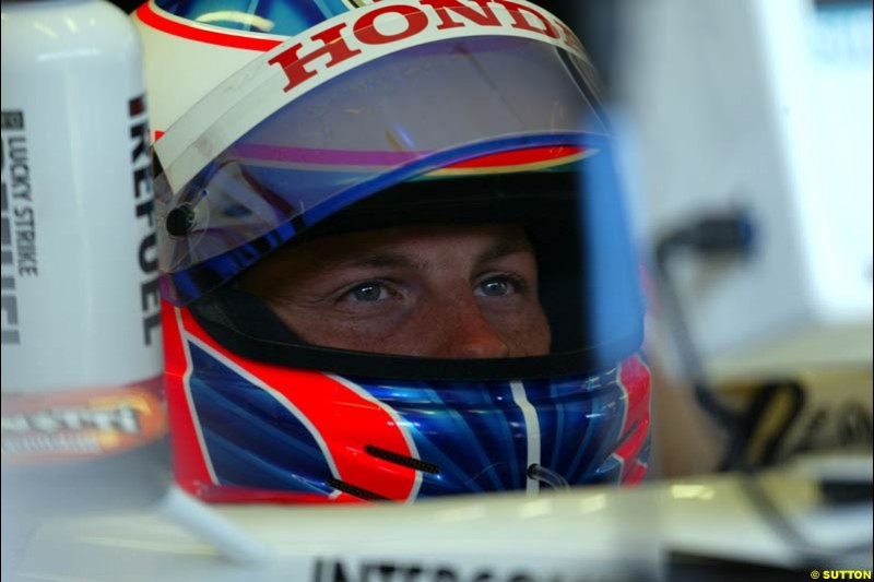 Jenson Button, BAR, during qualifying for the Austrian Grand Prix. A1-Ring, Spielberg, Austria. May 17th 2003.