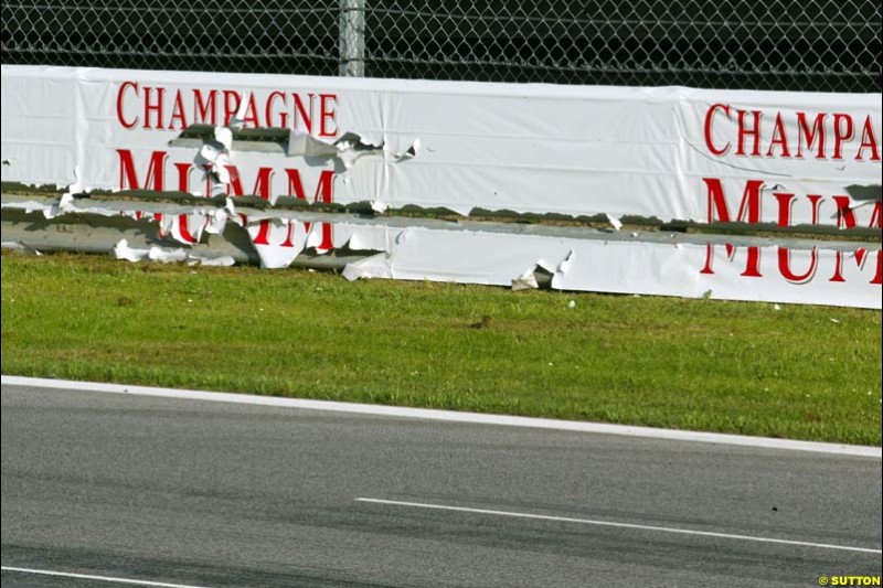 Wall damage. Austrian Grand Prix. A1-Ring, Spielberg, Austria. May 17th 2003.