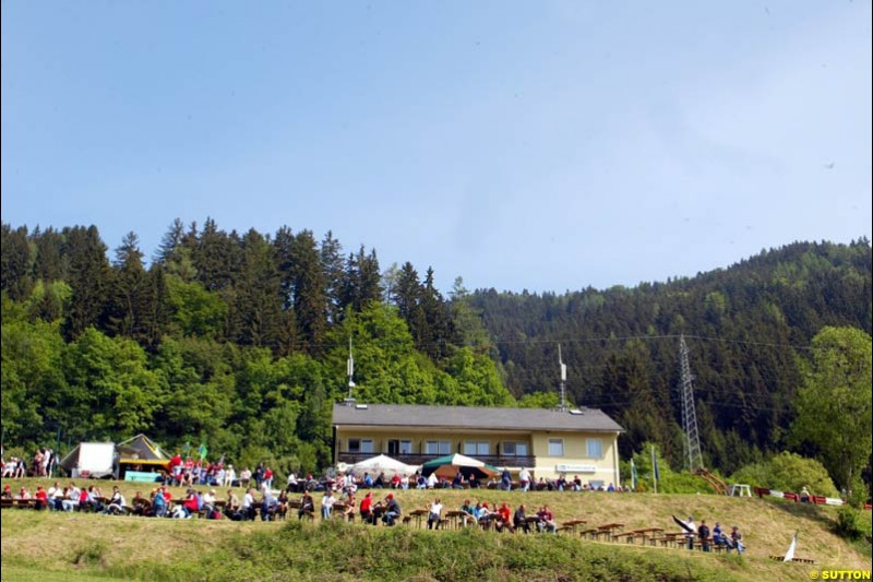 A hilltop bar. Austrian Grand Prix. A1-Ring, Spielberg, Austria. May 17th 2003.