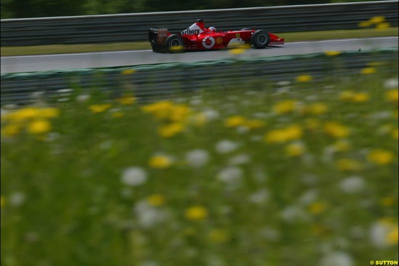 Rubens Barrichello, Ferrari, during qualifying for the Austrian Grand Prix. A1-Ring, Spielberg, Austria. May 17th 2003.