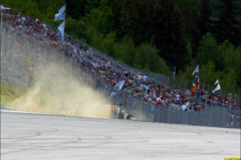 Mark Webber, Jaguar, during qualifying for the Austrian Grand Prix. A1-Ring, Spielberg, Austria. May 17th 2003.