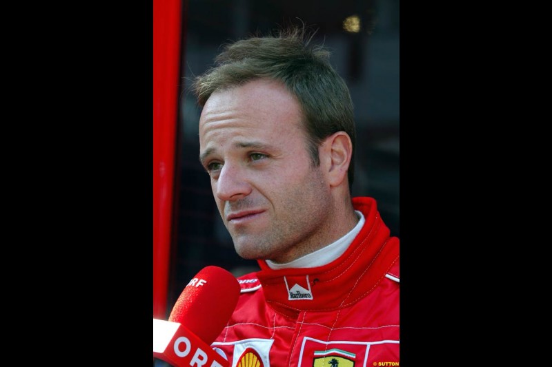 Rubens Barrichello, Ferrari, at the A1-Ring, Spielberg, Austria. May 17th 2003.