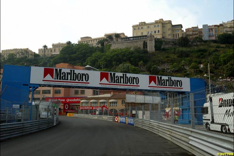 Changes to the Monaco Grand Prix layout: the new, faster entry to La Rascasse. May 28th 2003.