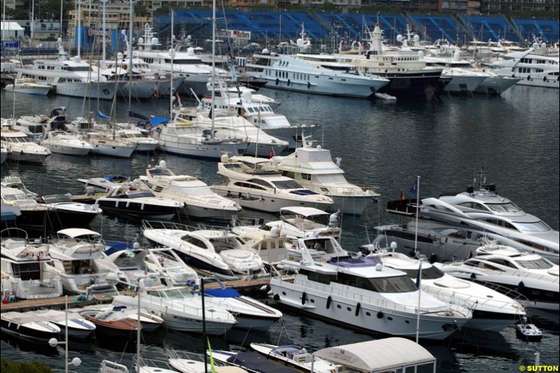 Preparations for the Monaco Grand Prix at the Monte Carlo circuit. 28th May, 2003.