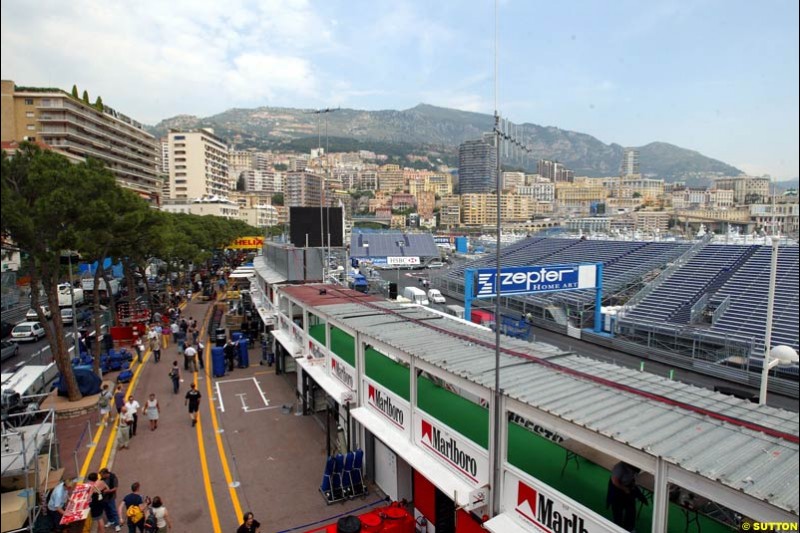 Monaco Grand Prix preparations at the Monte Carlo circuit. 28th May, 2003.