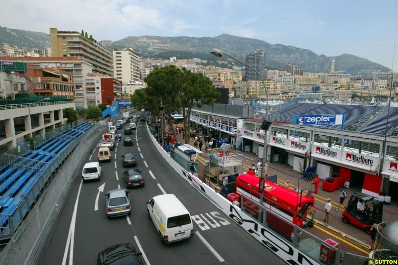 Monaco Grand Prix preparations at the Monte Carlo circuit. 28th May, 2003.