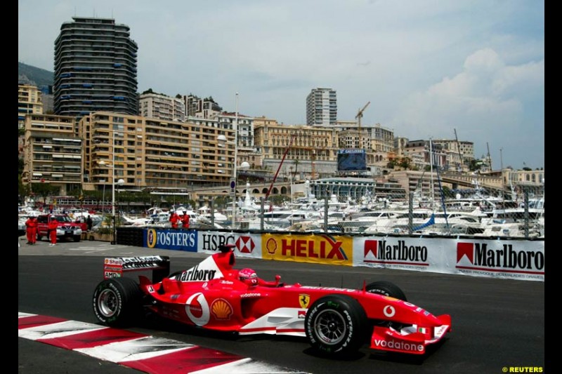 Michael Schumacher, Ferrari. Thursday, Monaco Grand Prix. Monte Carlo, May 29th 2003.
