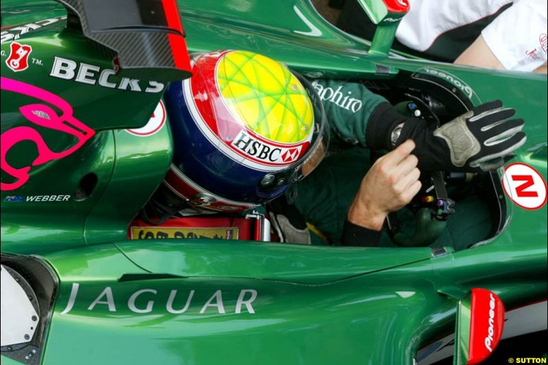 Mark Webber, Jaguar. Thursday practice, Monaco Grand Prix. Monte Carlo, May 29th 2003.