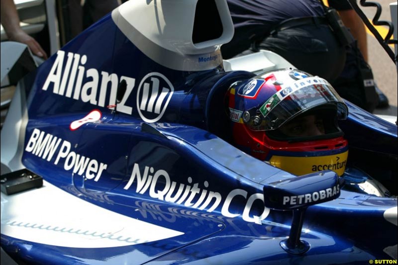 Juan Pablo Montoya, Williams. Thursday practice, Monaco Grand Prix. Monte Carlo, May 29th 2003.