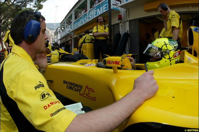 Ralph Firman, Jordan. Thursday practice, Monaco Grand Prix. Monte Carlo, May 29th 2003.