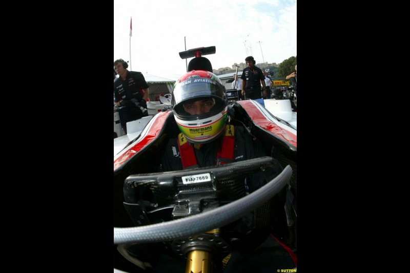 Justin Wilson, Minardi. Thursday practice, Monaco Grand Prix. Monte Carlo, May 29th 2003.