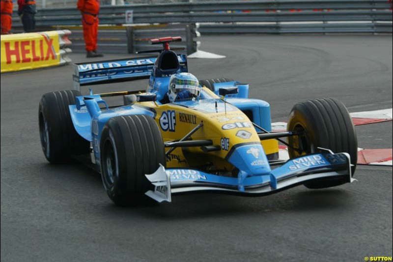 Allan McNish, Renault. Thursday testing, Monaco Grand Prix. Monte Carlo, May 29th 2003.