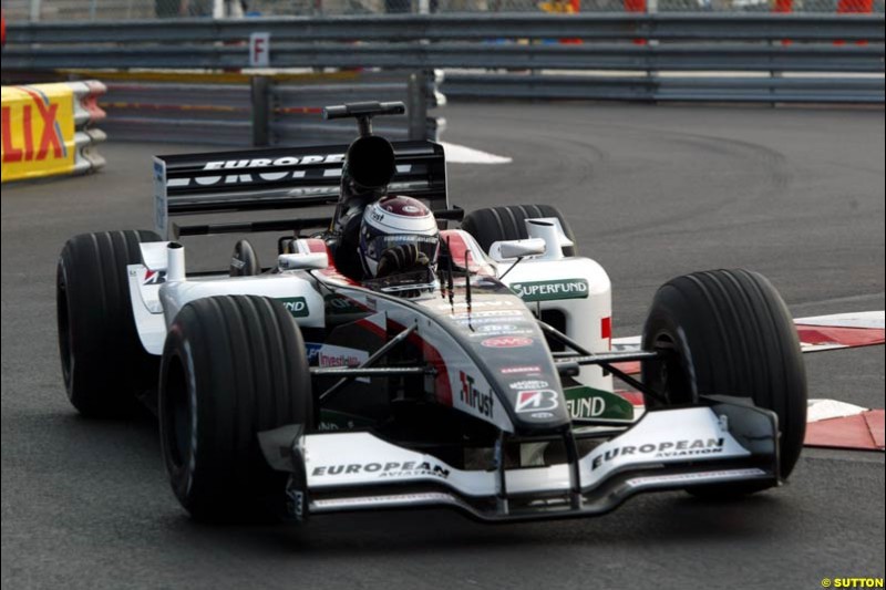 Jos Verstappen, Minardi. Thursday practice, Monaco Grand Prix. Monte Carlo, May 29th 2003.