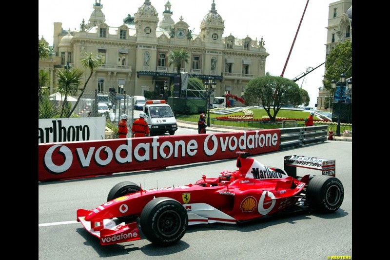 Michael Schumacher, Ferrari. Thursday practice, Monaco Grand Prix. Monte Carlo, May 29th 2003.