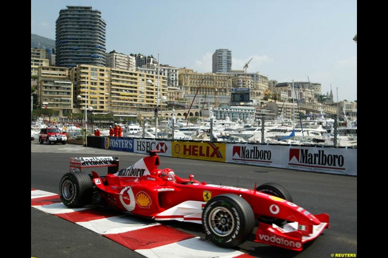 Michael Schumacher, Ferrari. Thursday practice, Monaco Grand Prix. Monte Carlo, May 29th 2003.