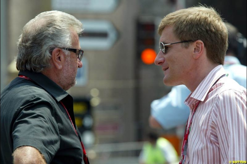 Willi Weber and Thiery Boutsen. Monaco Grand Prix, Sunday, June 1st 2003.
