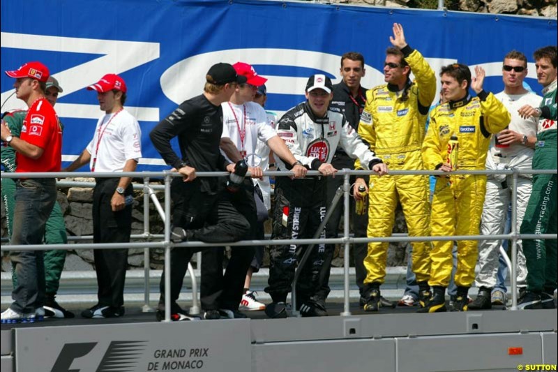 The drivers' parade for the Monaco Grand Prix. Sunday, June 1st 2003.