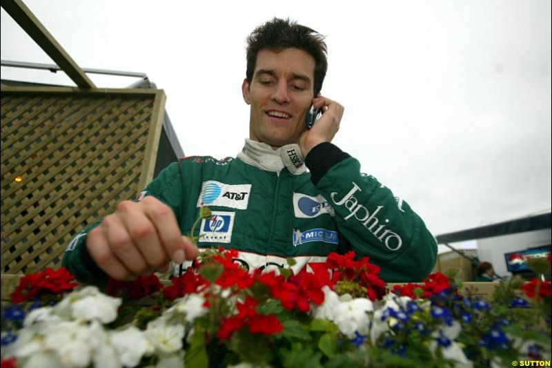 Mark Webber, Jaguar. Canadian Grand Prix, Montreal, Saturday, June 14th 2003.