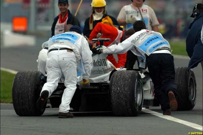 Kimi Raikkonen, McLaren, spun off during qualifying. Canadian Grand Prix, Montreal, Saturday, June 14th 2003.