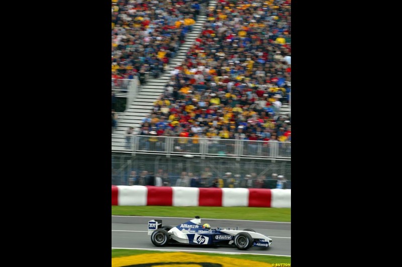 Ralf Schumacher, Williams, on his way to pole position. Canadian Grand Prix, Montreal, Saturday, June 14th 2003.