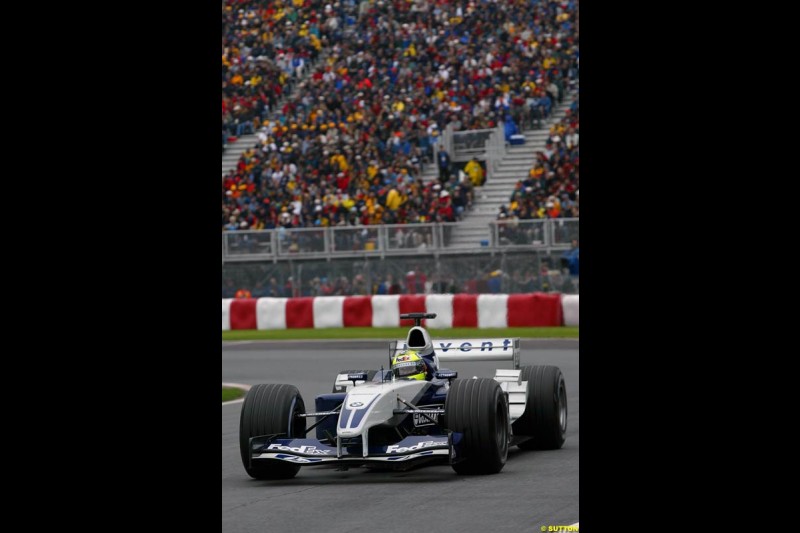 Ralf Schumacher, Williams, on his way to pole position. Canadian Grand Prix, Montreal, Saturday, June 14th 2003.