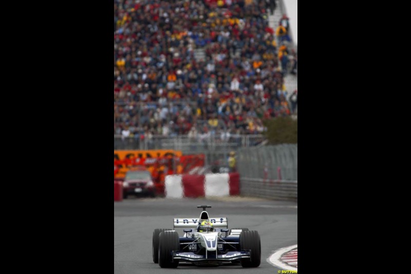 Ralf Schumacher, Williams, on his way to pole position. Canadian Grand Prix, Montreal, Saturday, June 14th 2003.