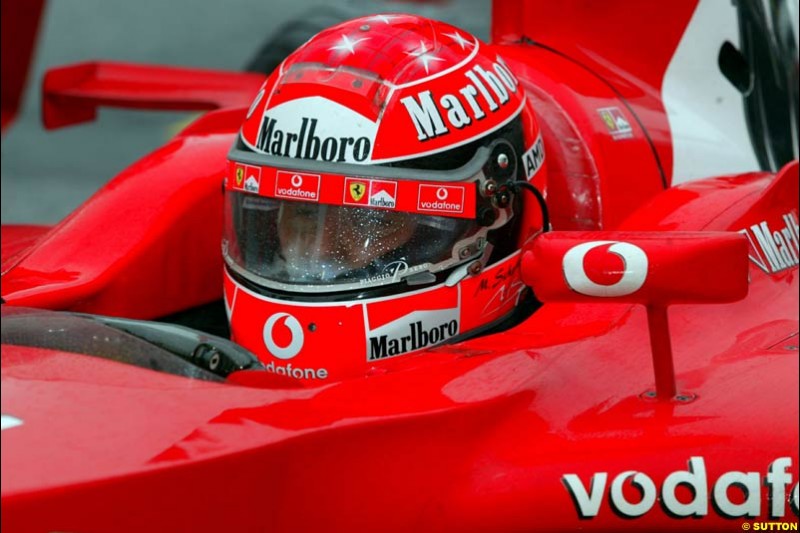 Michael Schumacher, Ferrari, during Saturday Free Practice. Canadian Grand Prix, Montreal, Saturday, June 14th 2003.