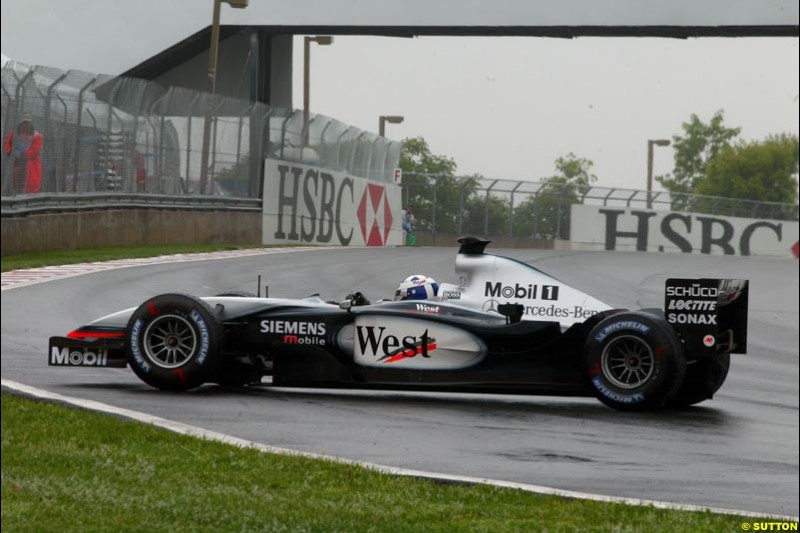 David Coulthard, McLaren, spins during Saturday Free Practice. Canadian Grand Prix, Montreal, Saturday, June 14th 2003.