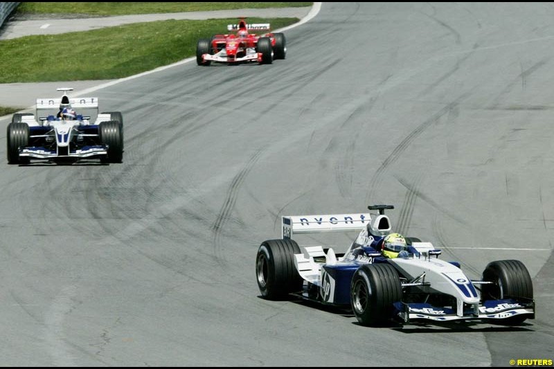 Ralf Schumacher, Williams, leads team mate Juan Pablo Montoya, Williams. Canadian Grand Prix, Montreal, Sunday, June 15th 2003.