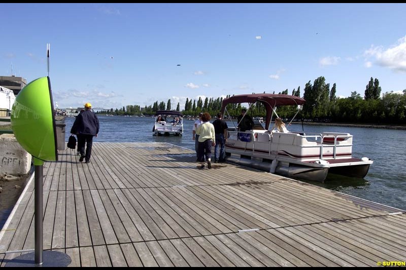 Boats arrive at the paddock. Canadian Grand Prix, Montreal, Sunday, June 15th 2003.