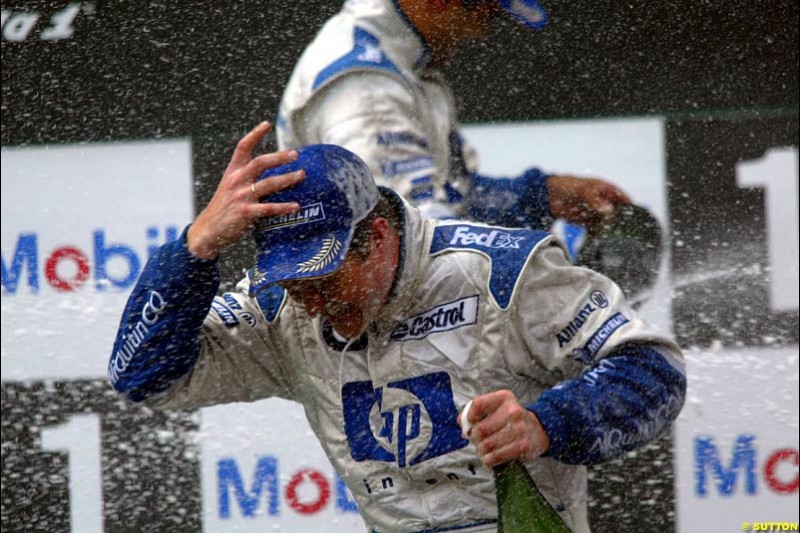 The Podium. French Grand Prix at Magny Cours. Circuit de Nevers, France. Sunday, July 6th 2003.