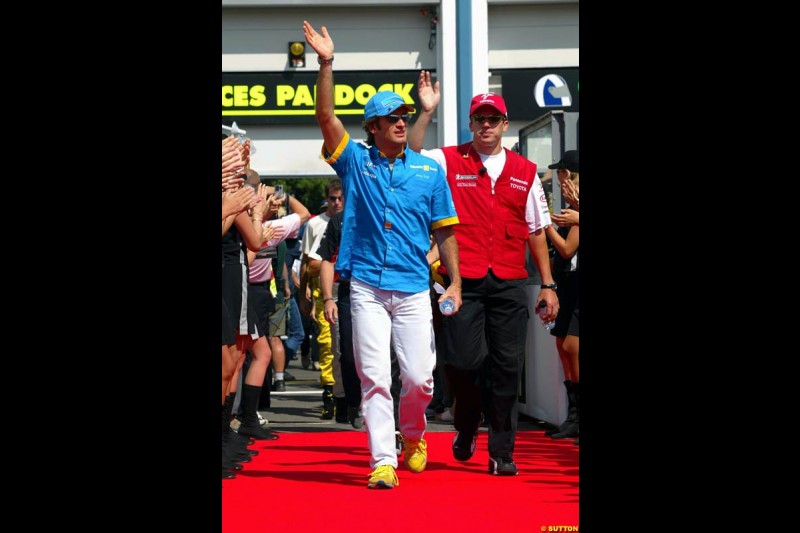 The drivers' parade for the French Grand Prix at Magny Cours, France. Sunday, July 6th 2003.