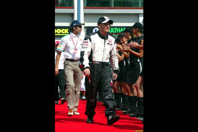 The drivers' parade for the French Grand Prix at Magny Cours, France. Sunday, July 6th 2003.