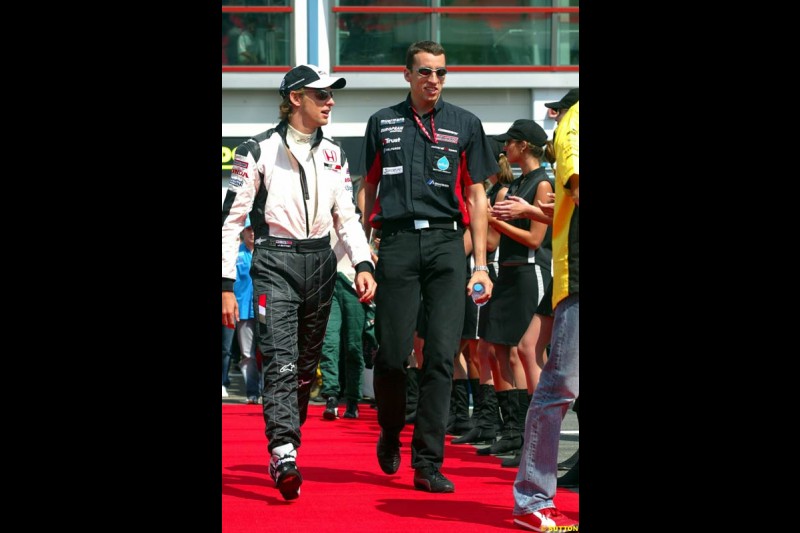 The drivers' parade for the French Grand Prix at Magny Cours, France. Sunday, July 6th 2003.