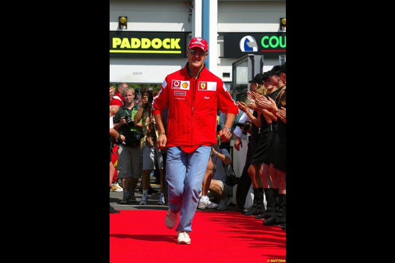 The drivers' parade for the French Grand Prix at Magny Cours, France. Sunday, July 6th 2003.