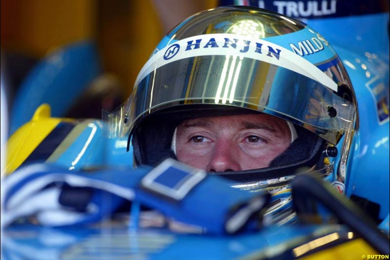 Jarno Trulli, Renault. German Grand Prix at Hockenheim. Friday, August 1st 2003.