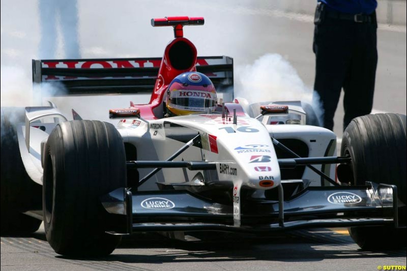 Jacques Villeneuve, BAR. German Grand Prix at Hockenheim. Friday, August 1st 2003.