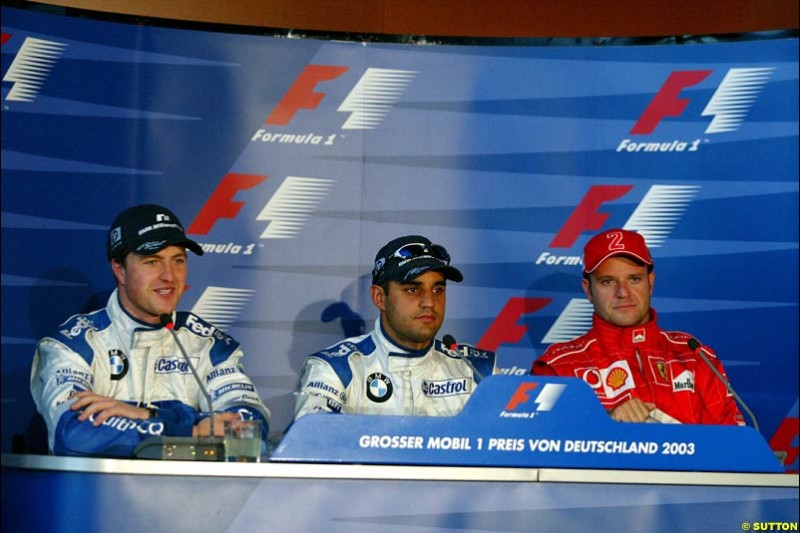 The Post Qualifying Press Conference. German Grand Prix, Hockenheim, Germany. Saturday, August 2nd 2003.