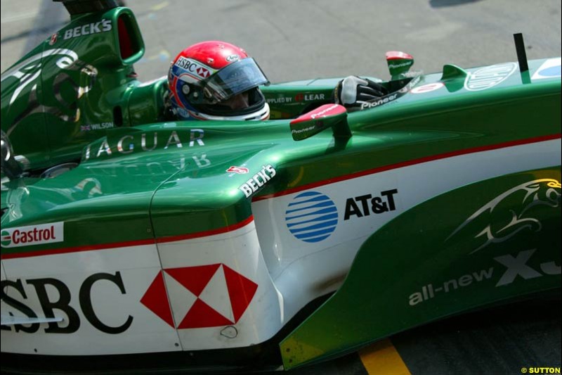 Justin Wilson, Jaguar. German Grand Prix, Hockenheim, Germany. Saturday, August 2nd 2003.