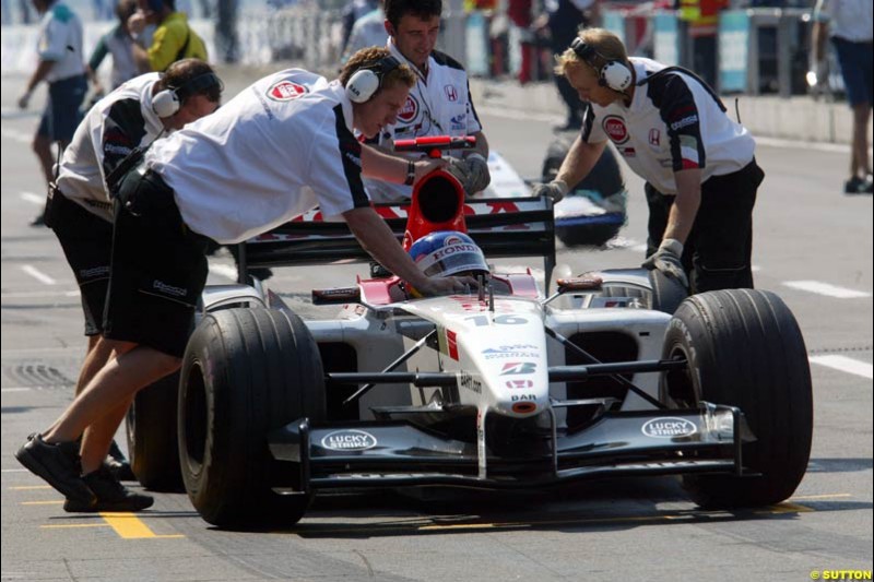 Jacques Villeneuve, BAR. German Grand Prix, Hockenheim, Germany. Saturday, August 2nd 2003.